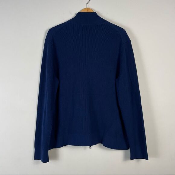 Theory Walton Oragnic Cotton Full Zip ribbed Sweater Size XL NEW Navy - Picture 9 of 15